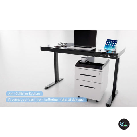 SMART-W Standing Desk / Storage Drawer / USB Charger Ports / All-In-One Preassembled Design